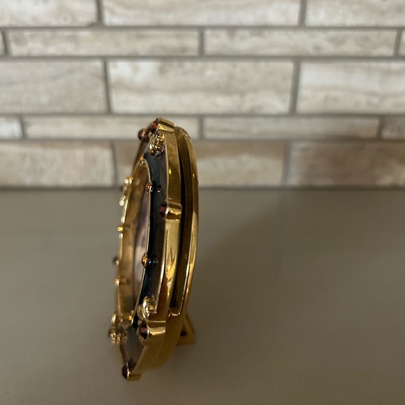 JAY STRONGWATER Rhinestone  Crystal Gold Enamel Round Picture Frame - Picture 3 of 7